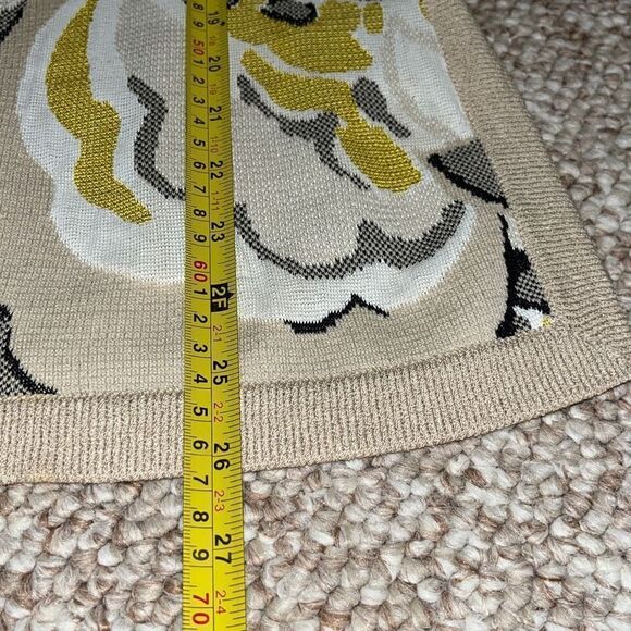 ST. JOHN Yellow White Black Abstract Floral Wool Blend Knit Pullover Small - Picture 7 of 13